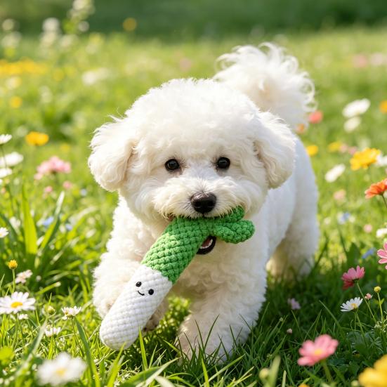 Plush Vegetable Dog Toy Squeaky Broccoli Eggplant Dog Chew Toy Cute Stuffed Scallion Chili Pepper for Puppy Teething Interactive Play