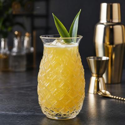 Vaso de Cóctel Forma de Piña, Vaso Estampado de 480 ml para Zumo Bebidas Calientes, Cristalería Creativa de Bar para Whisky, Decoración Vintage para Bar Casero