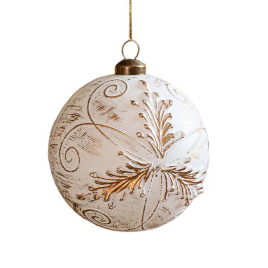 Christmas Ornaments White And Golden Vintage Ball Finial Christmas Tree Ornaments Shatterproof Plastic Farmhouse Hanging Decor