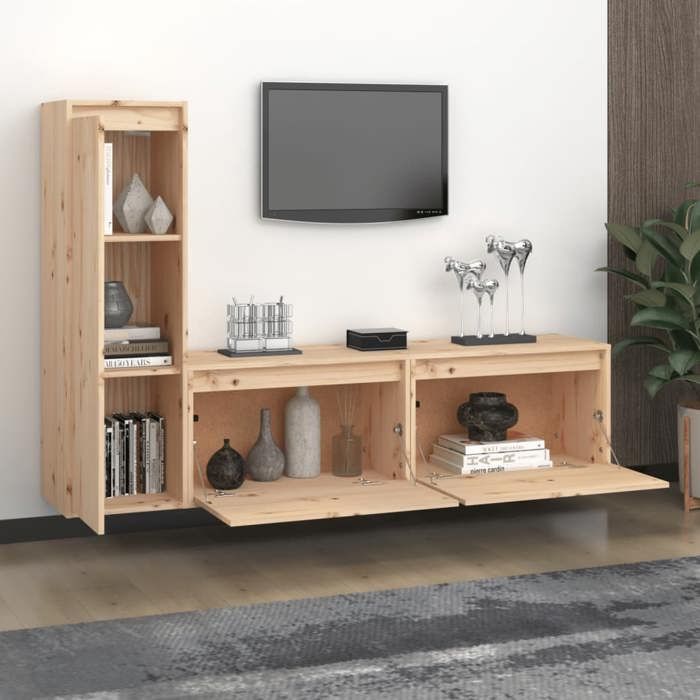 VidaXL Meubles TV 3 pcs Bois massif de pin