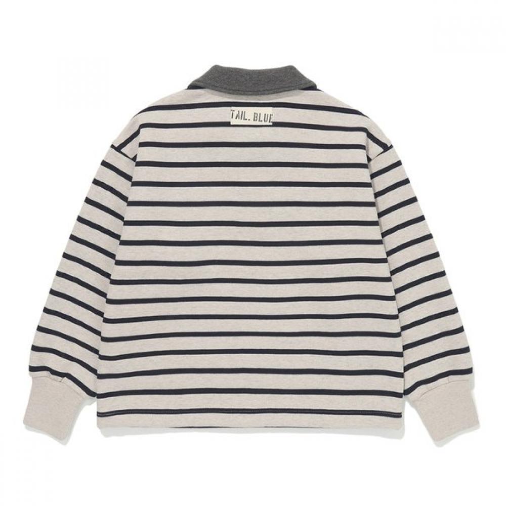 Bluetail Navy ConTrasT STripe Collar T shirT azi4Ts05nv