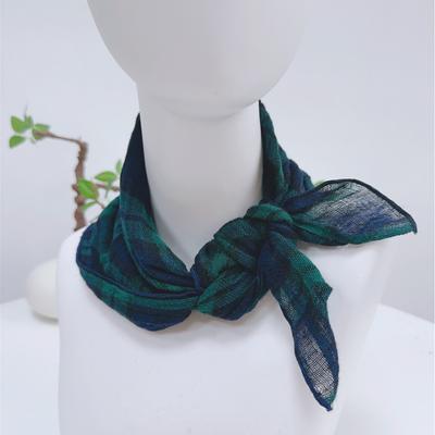 Thin Cotton And Linen Solid Color Square Scarf Plaid Square Scarf Women'S Summer Neck Protection Small Silk Scarf Accessories Small Scarf