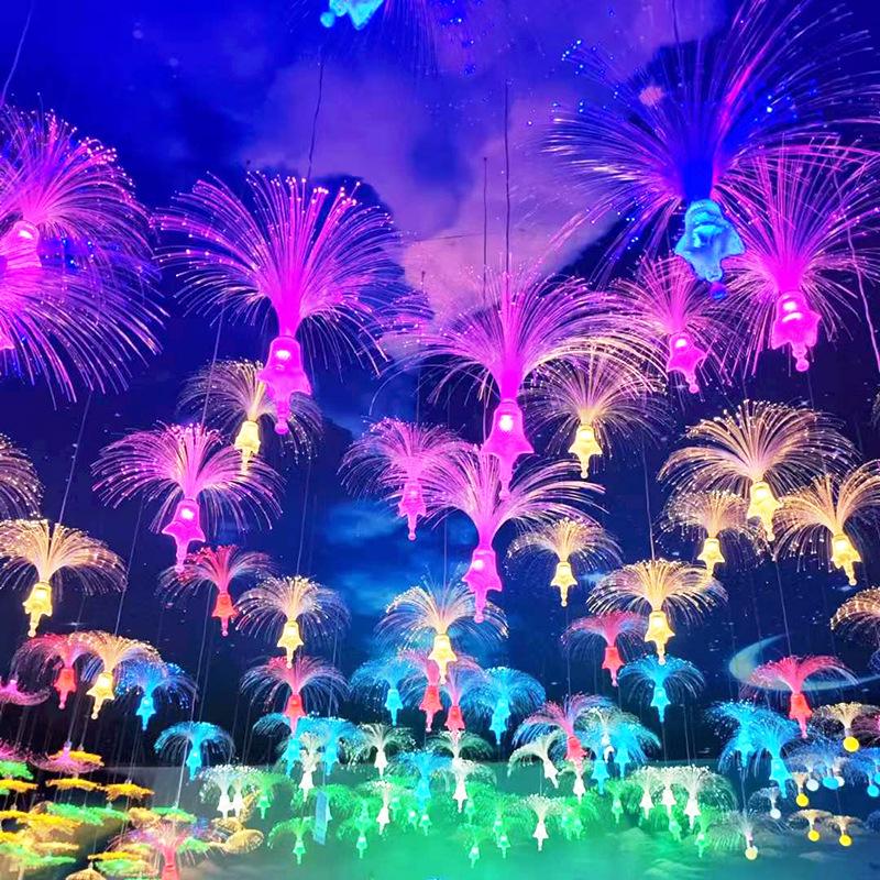 Color-Changing Fiber Optic Jellyfish Pendant Light for Restaurants, Bars, and Outdoor Decor