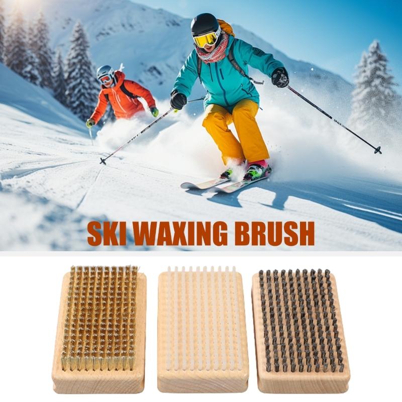 Snowboard Wax Brush Wood Handle Ski Waxing Brush Snowboard Maintenance Tool Cleaning Brush Skiing Snowboard Accessories