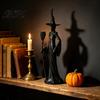Resin Witch Sculpture for Desk Gothic Cat Statue Home Decor, Timeless Aesthetic Pieces Figurine, Mystical Tabletop Ornament Office Living Room,