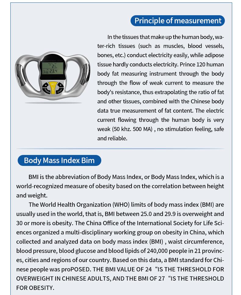 Handheld BMI Fat Tester: Portable Electronic Body Fat Analysis Device