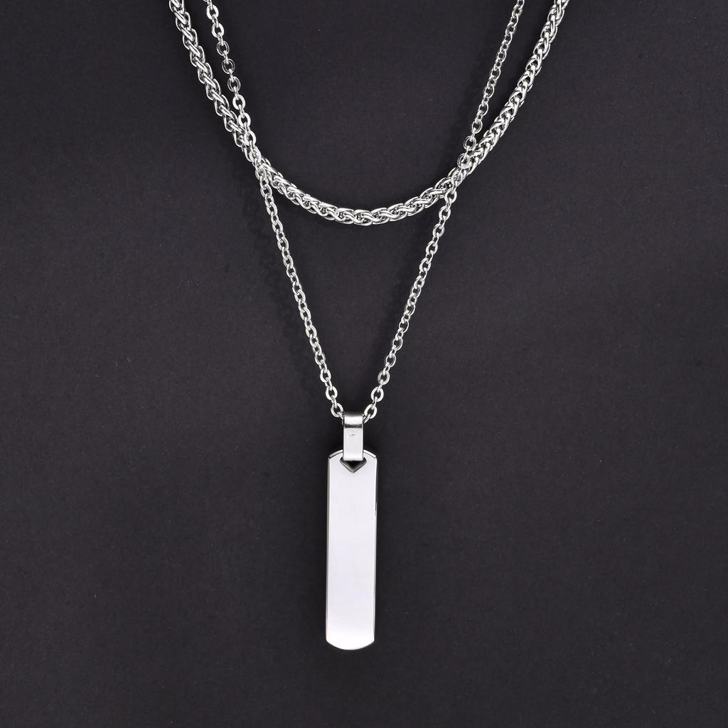 2pcs Vertical Layer Necklaces for Men Boys,Wateproof Stainless Steel Cuban Chain Collar,Stylish Men's Sweater Chain