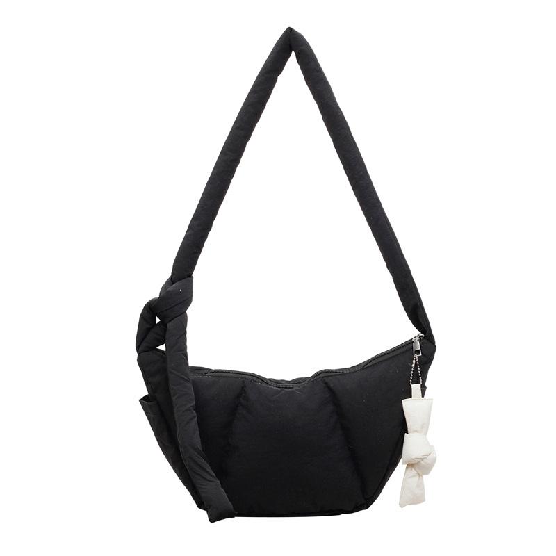 Autumn and Winter Large-capacity Commuter Brown Dumpling Bag for women2026New Zipper Single-Shoulder Crossbody Cott Puffer Bag