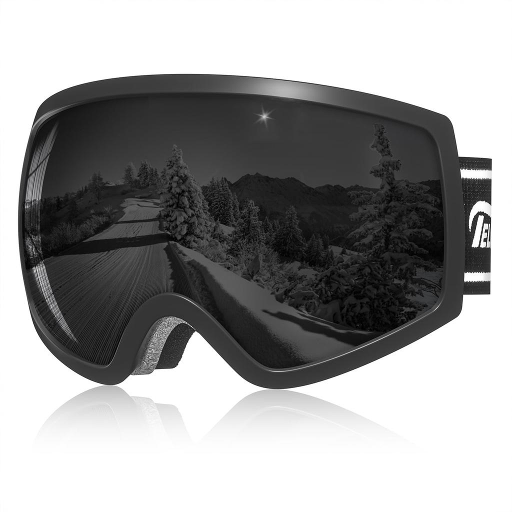 OTG Ski Goggles with Baseball Made In UV400 Wide Field of Glasses Helmet Snow and Unisex for Men and and Black EX-DASH Wide-Vision Lenses, Italy,