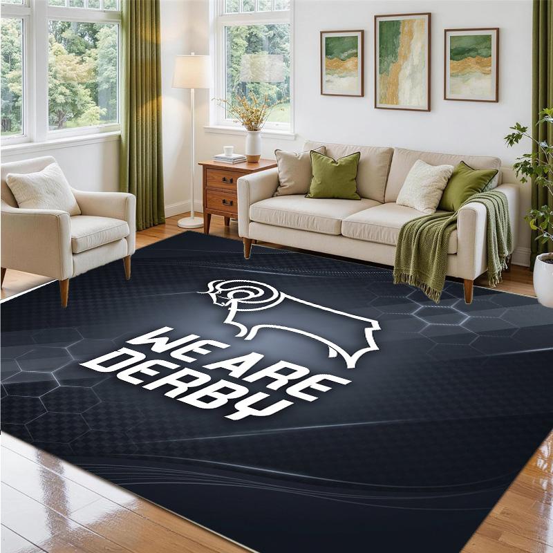 Derby County Design Crystal Velvet Rug Soft Decorative Mat for Bedroom Entrance