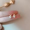S925 Silver Needle Stud Earrings - Silver Pearl Cross Design Fashionable Earrings