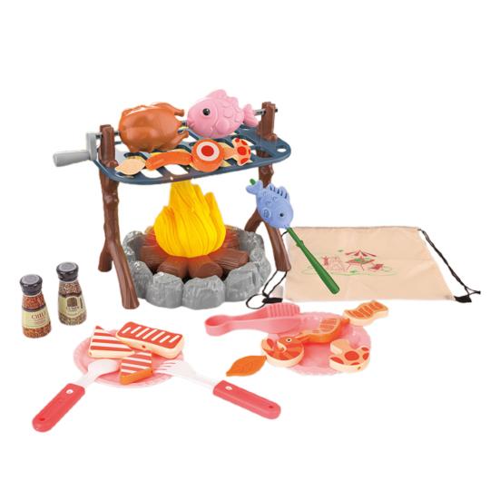 40Pcs/Set Campfire Play Food Toy Indoor Outdoor Kids Simulation Camping BBQ Picnic Cooking Accessories Playset Toddler Pretend Kitchen Toy