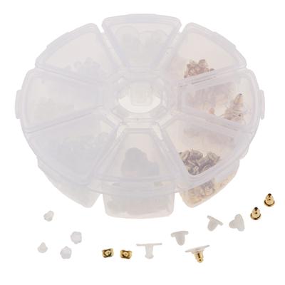 Boxed Earring Back Backing Kit 400pcs 8 Styles Gold