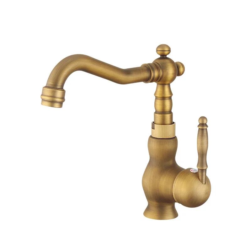 European Style Gold Basin Faucet Chrome Hot and Cold Mixers Antique Wash Basin Faucet Taps 360 Rotating Kitchen Faucet
