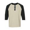 Herren Henley-Kragen Raglanärmel Dreiviertelärmel Hemd Knopfleiste Lässig Leichter Weicher Stoff Oberteil