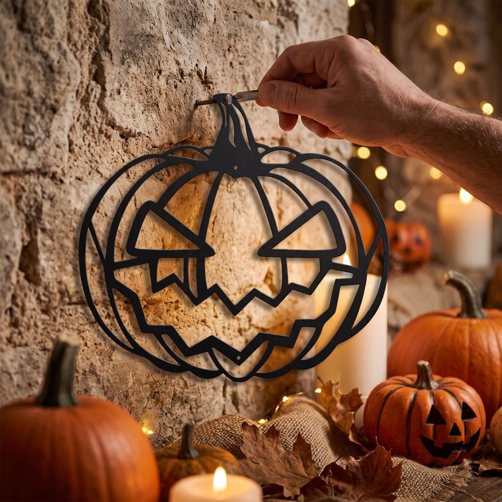 Halloweenská dekorace na zeď s designem vyřezávaného dýně pro venkovní výzdobu domu