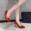 Fashion High Heels 2025 New Wedding Shoes Women's Light Mouth Stiletto Patent Leather Sexy Temperament Single Shoes