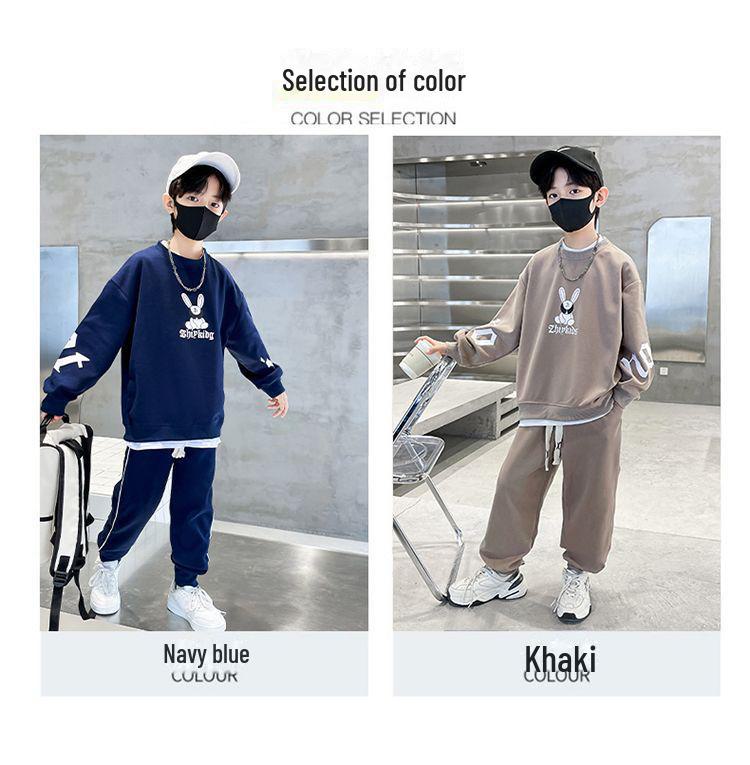 2023 Boys' Cartoon Sports Two-Piece Suit: Sweatshirt & Sweatpants for Spring/Autumn