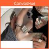Stilvoller koreanischer S925 Sterling Silber Ring Für Damen Vintage Wellendesign Verstellbare Größe