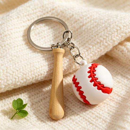 Keychain Pendant Sports Style PVC Baseball Pendant Keyring Baseball Theme Key