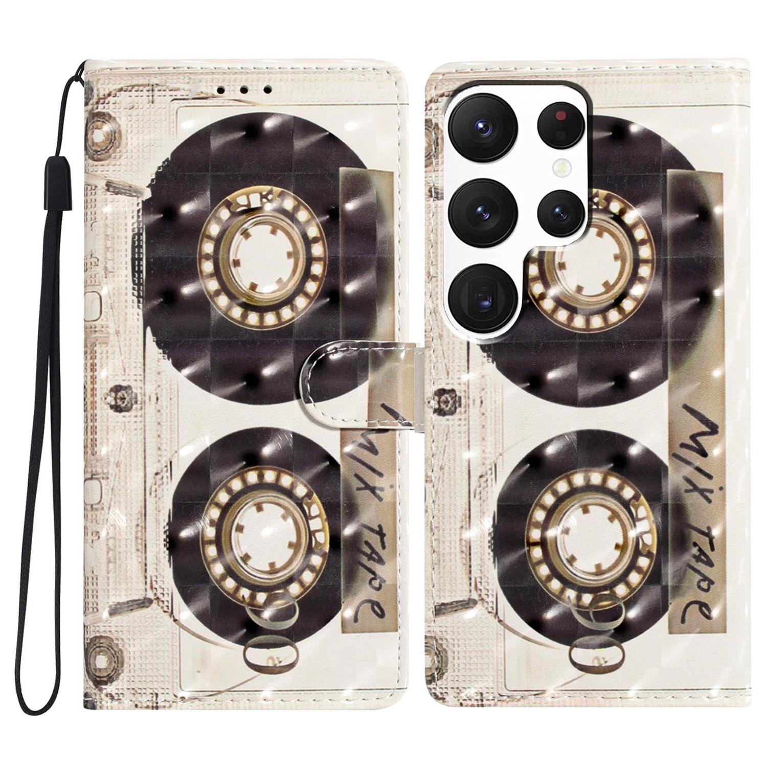 

For Samsung Galaxy S24 Ultra Case PU Leather Wallet 3D Pattern Phone Cover Tape