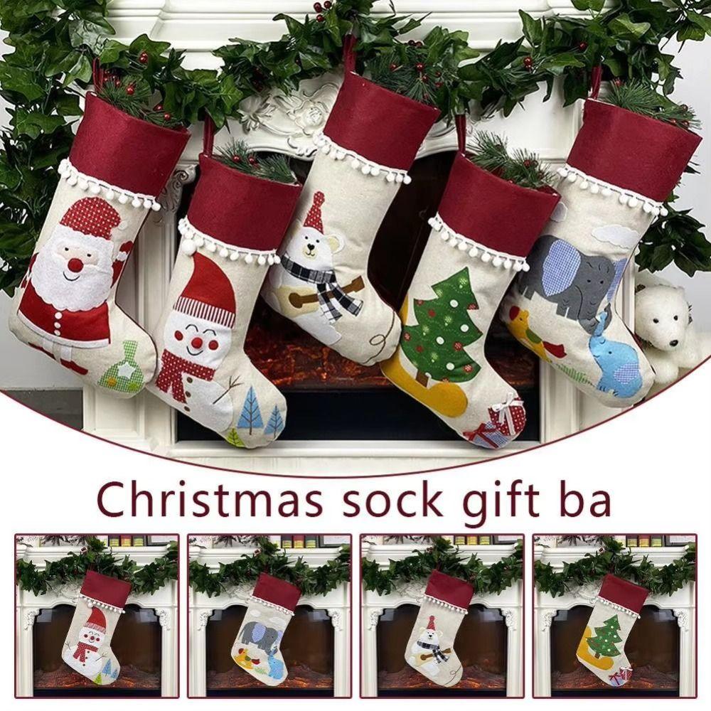Santa Claus Large Candy Christmas Stocking Snowman Fireplace Christmas Stocking  Car