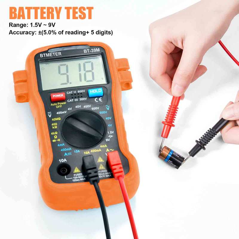 4000 Counts True RMS Digital Multimeter AC DC Volt Ohm Current Continuity Tester Portable Electrical Meter for Home DIY Car