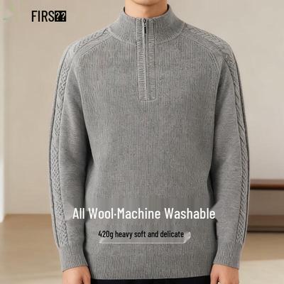 FIRS Men's 100% Wool Crew Neck Sweater