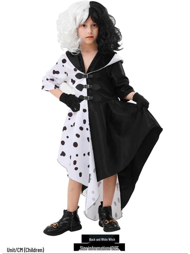 101 Dalmatians Cruella de Vil Costume with Spotted Dog Print