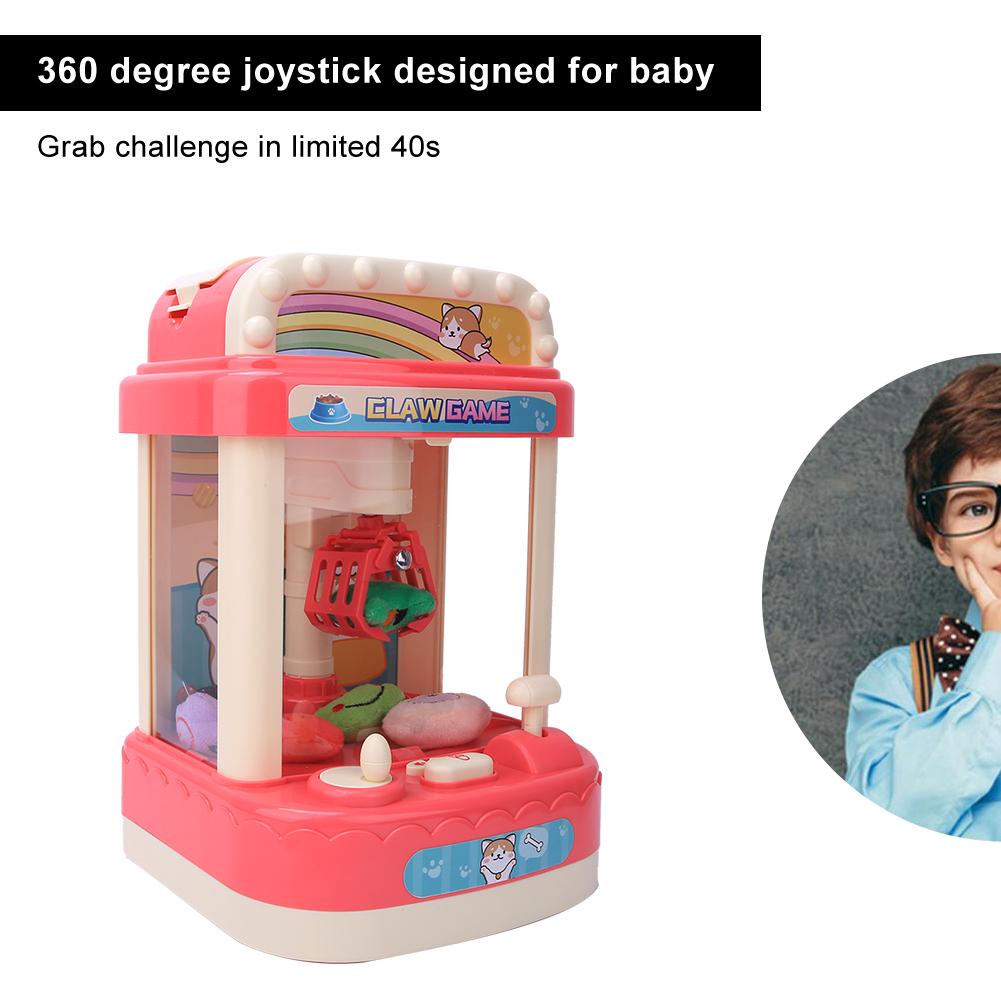Mini Doll Grabber Game Machine Parent Child Interaction Toy with Light Music(Pink )