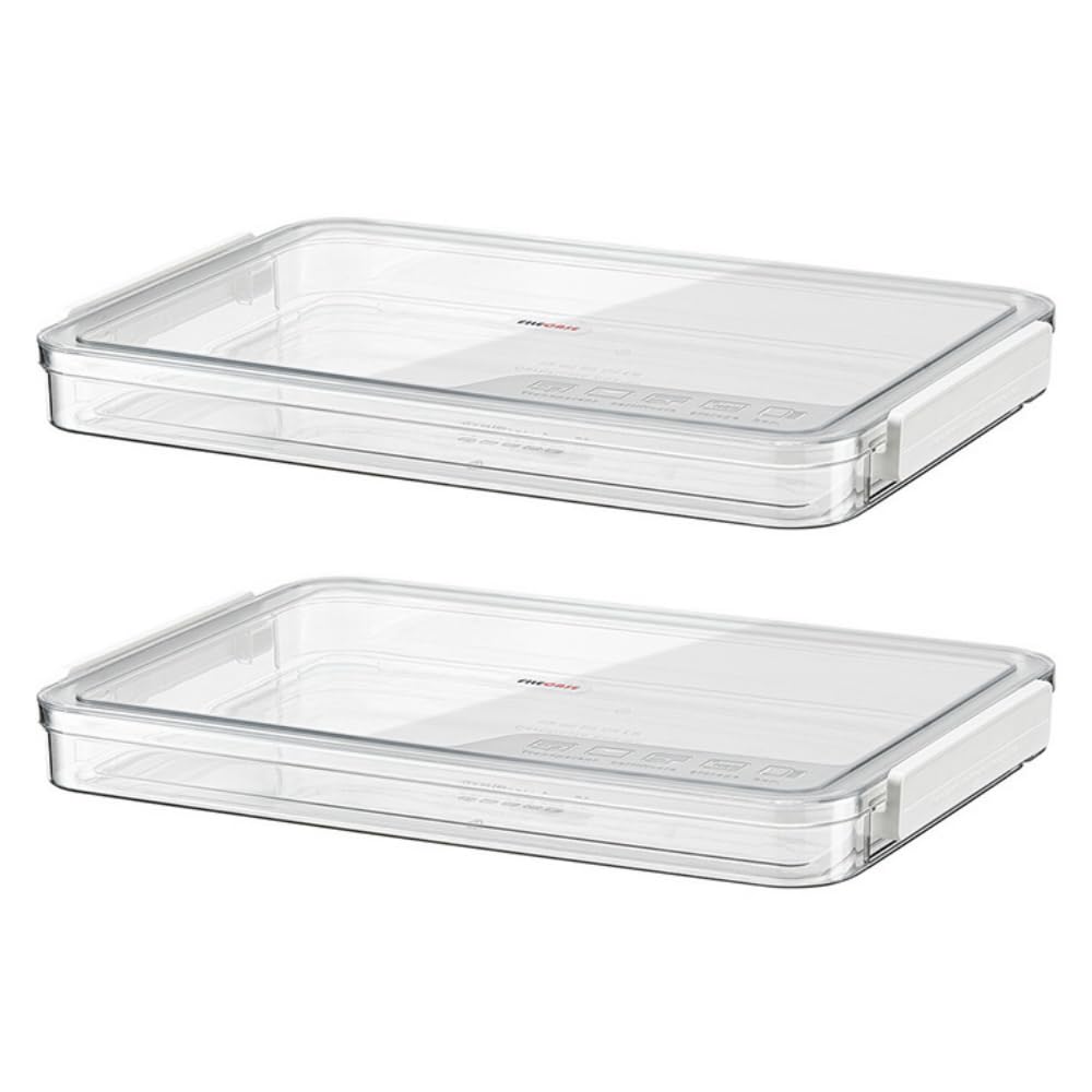 ideamall Document Storage Case, Clear Case with Lid, Document Organizer, Clear, Sturdy, Stackable, A4 Size, Set of 2 (3.5cm Thick)