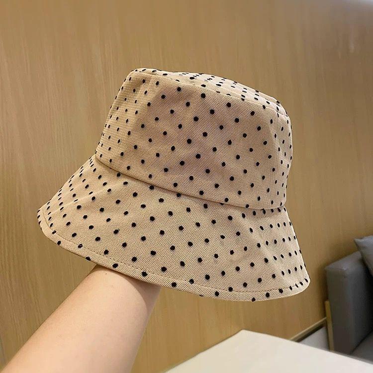 Składany kapelusz typu bucket w kropki damski z filtrem przeciwsłonecznym, podróżny, daszek przeciwsłoneczny, damski kapelusz przeciwsłoneczny