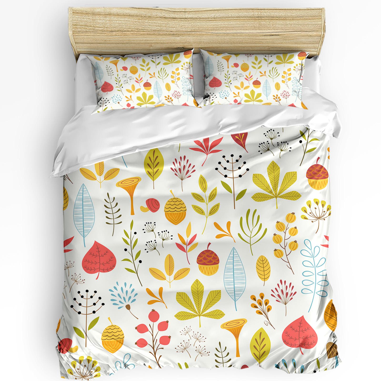 

Thanksgiving Autumn Pumpkin Leaves 3pcs Bedding Set For Bedroom Double Bed Home Textile Duvet Cover Quilt Cover Pillowcase EU single(135x200cm)