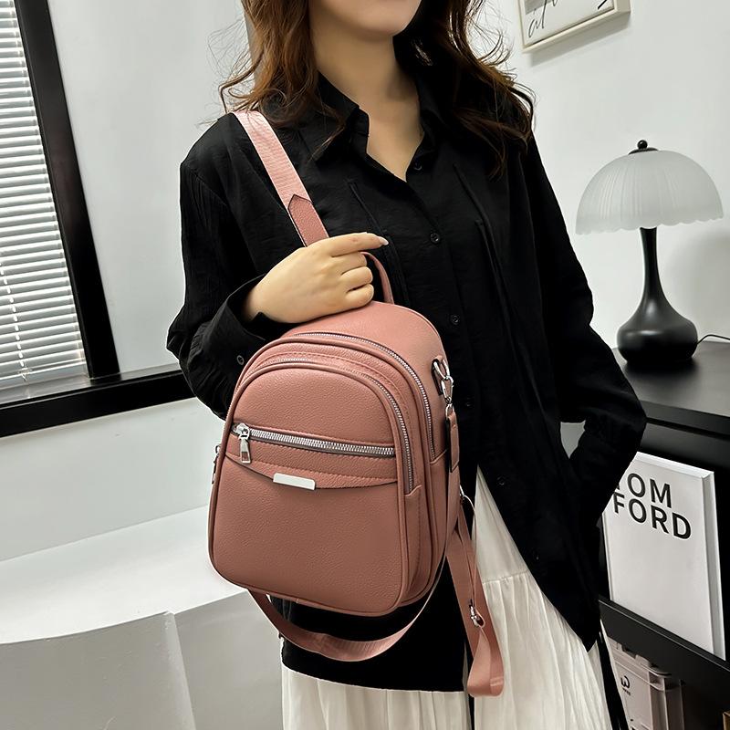 New PU Women's Backpack Cute Casual Versatile Solid Color Travel Backpack Multi Purpose Shoulder Bag for Women