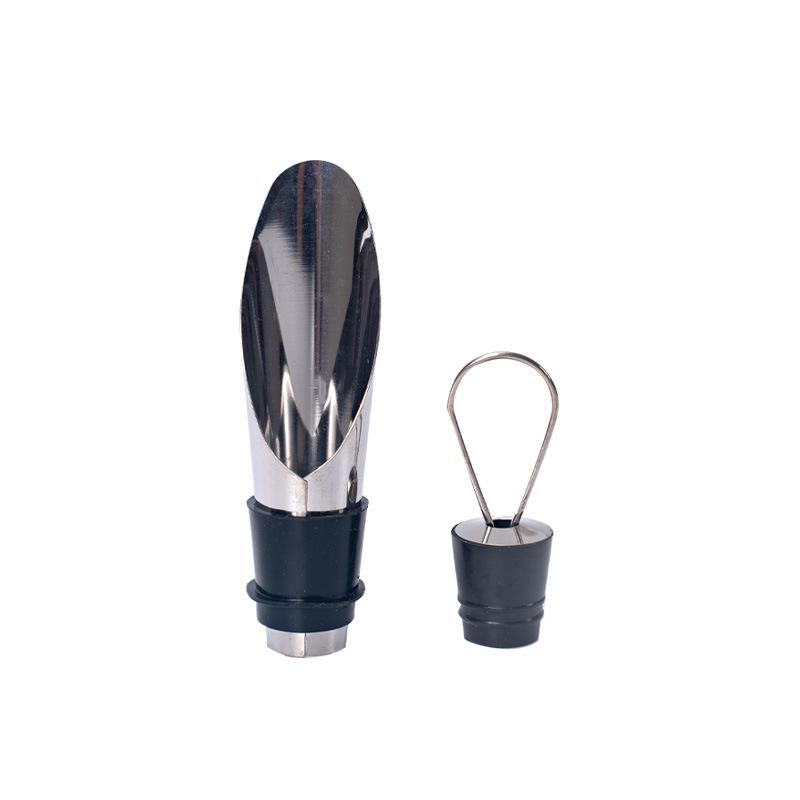 Two-in-One Stainless Steel Wine Decanter & Stopper Red Wine Pourer чёрный