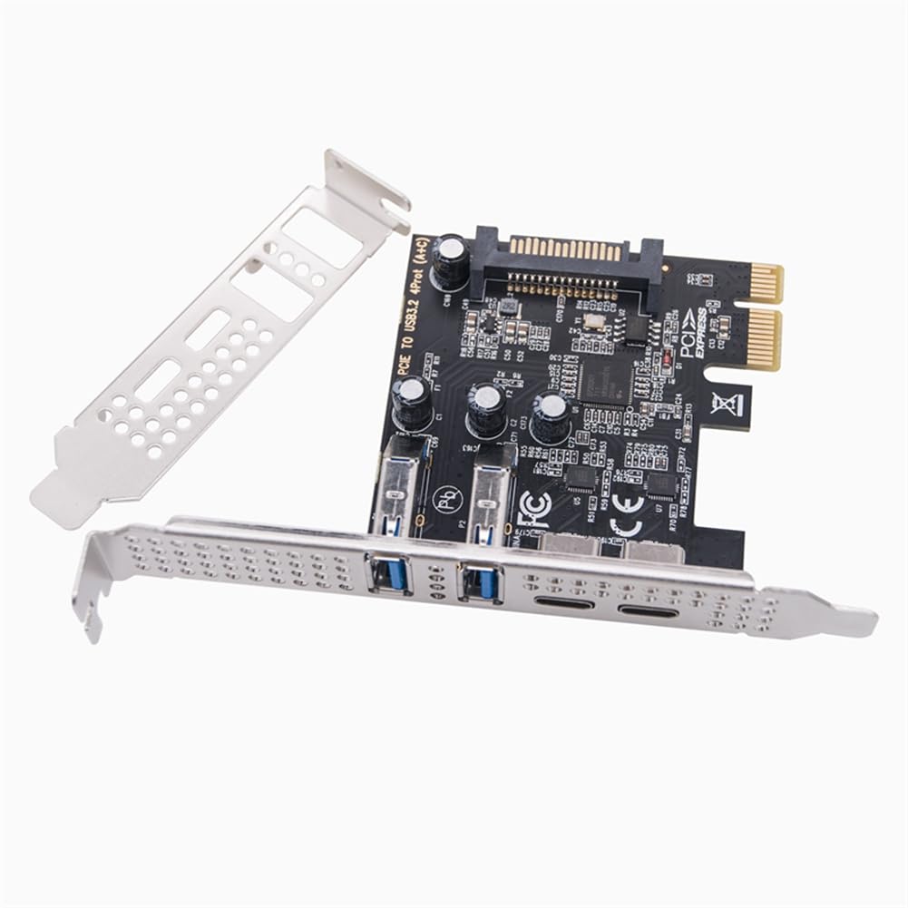 

Buerjia Type C USB Gen1 5Gbps PCIE Card Adapter PCI Express Board 2xUSB A Port Expansion Card 3.2 + 2xType-C Port/USB3.2 PCI-E чорний