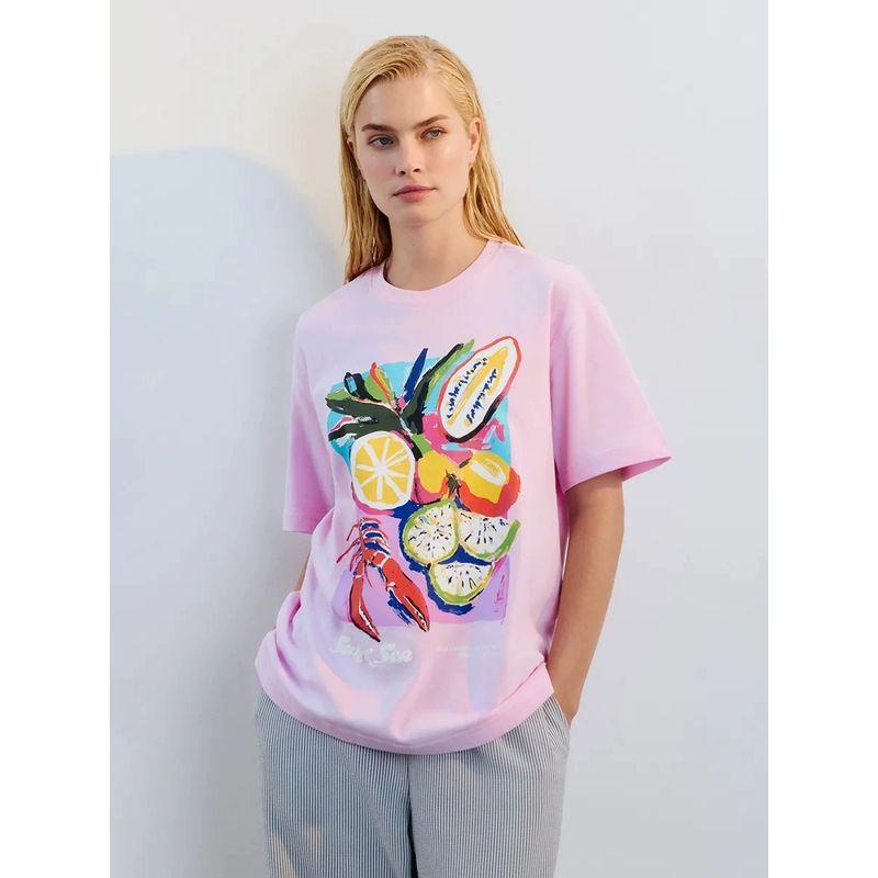 Printed T-shirt Top New Arrival Cute Sweet Printed Fashion Wind Summer Cotton Short Sleeve T-shirt Tops