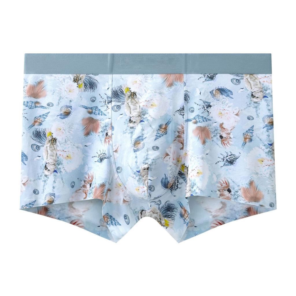 Women's Spring and Summer Print Quick Dry Sweat-absorbing No Trace Mid Waist Flat Angle Briefs