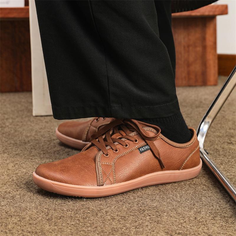 Wide Toe Walking Shoes Business Casual Sports Shoes Waterproof Flats Teenagers PU Leather Fashion White Shoes