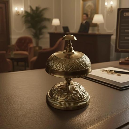 Brass Desk Bell Handcrafted Engraved Call Bell Home Decor Office Decor