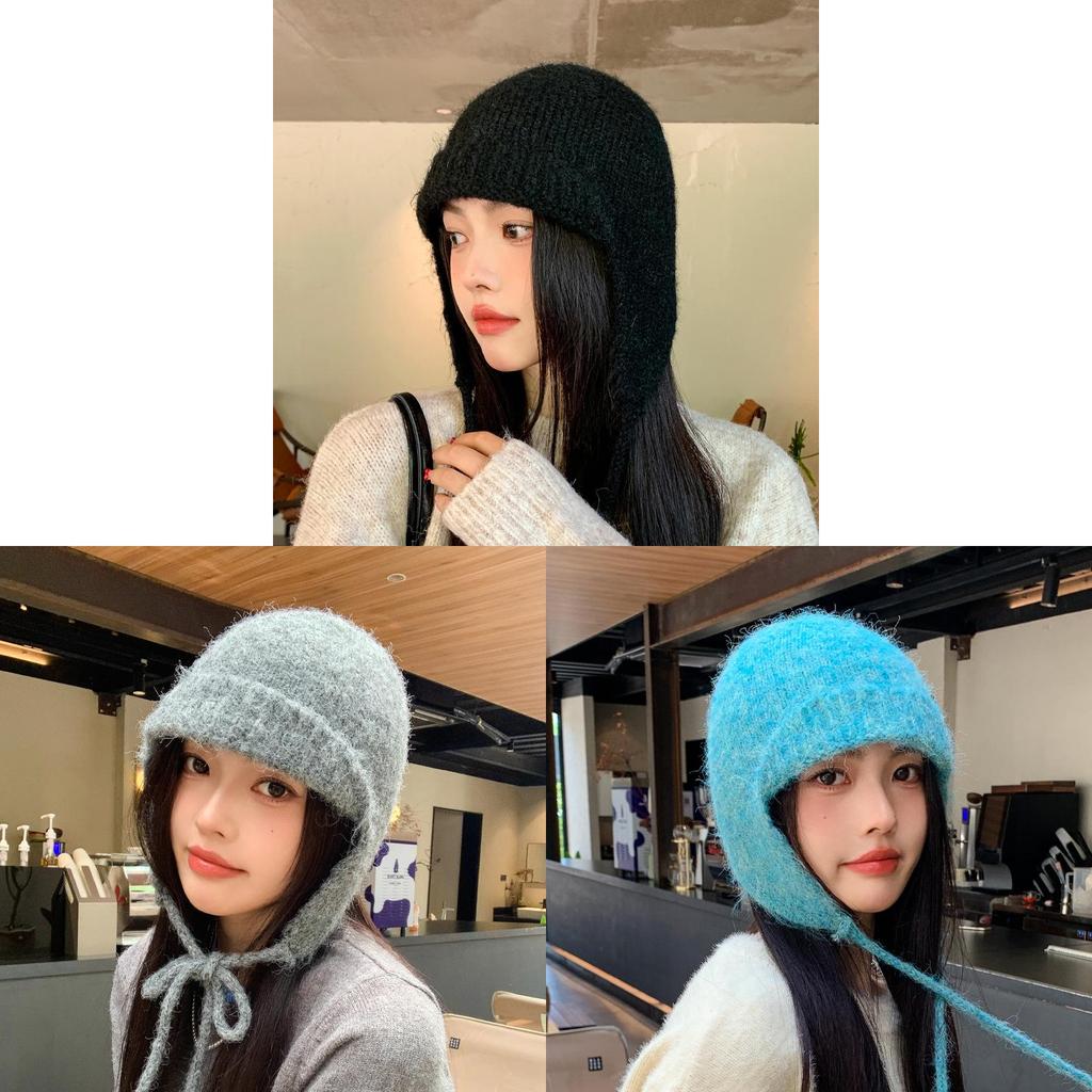 Knitted Wool Hat For Winter Women With Ear Warmer And Features