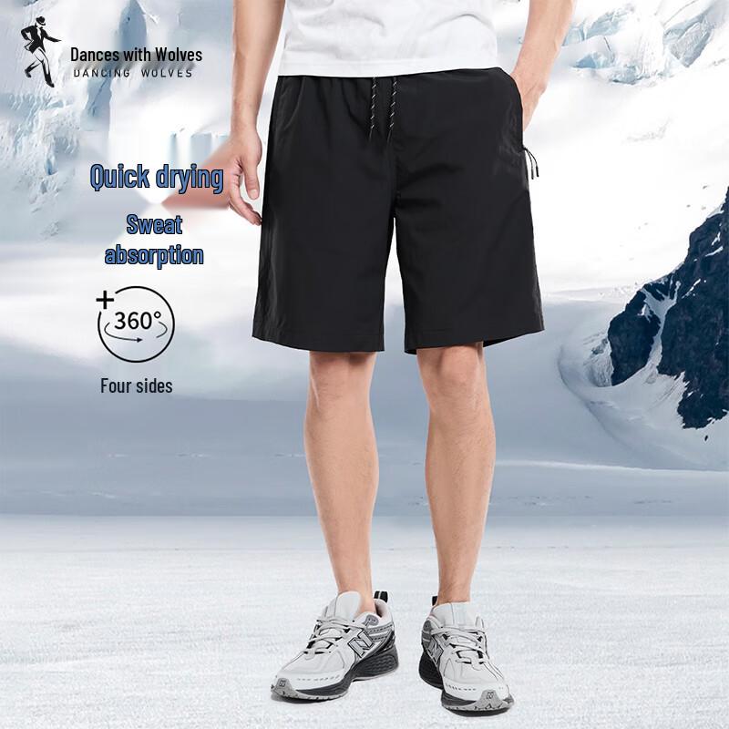 Dancing with Wolves Men s Quick-Dry 4-Way Stretch Casual Shorts L