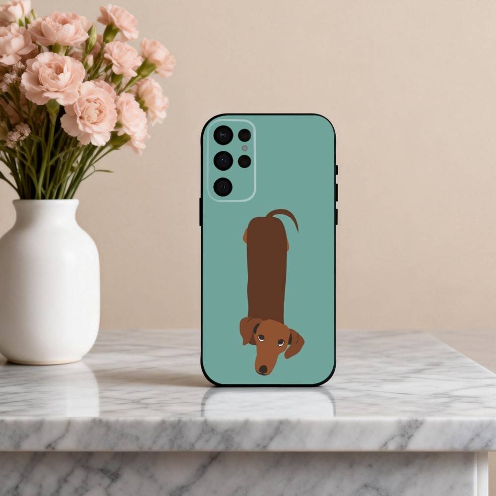 

D-Dachshund S-Silhouette ART D-Dog Phone Case For Samsung S25,24,23,22,30,21,10,9,Ultra,Plus,Lite,FE,4,5 G Soft Black Case Samsung S30Ultra5G