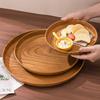 1Pcs Round Water Cup Tray Handmade Dishes Plate Durable Imitation Wooden Tray  Home Use