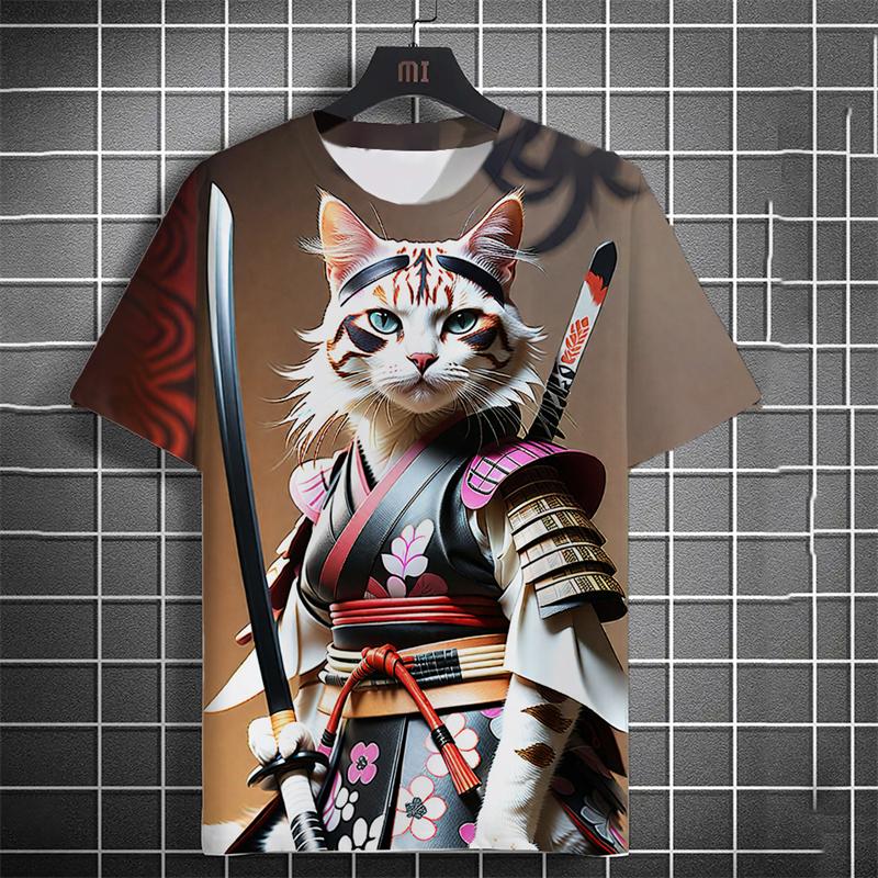 Fashion Japanese Ukiyo-e Cats Graphic T Shirts Summer Trend Short Sleeve Men Women 3D Printed T-shirts Casual Harajuku Tees Tops