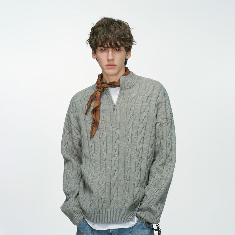 Dream Made Old Money Style New Rich Twist Sweater Men's Autumn and Winter Thickened Couple Inner Wear Men's Knitwear