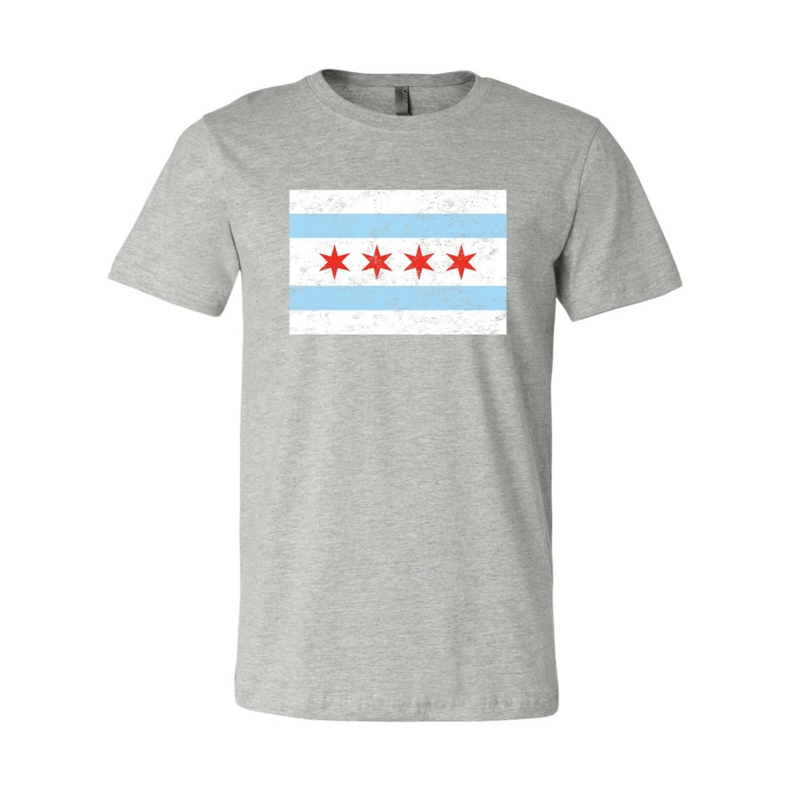 Chicago City Flag Distressed - Illinois, Hometown Pride T Shirt 2XL