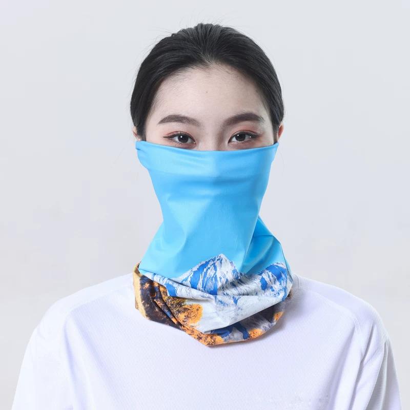 Summer Sun Protection Cycling Headscarf Windproof Mask UV Protection Seamless Ice Silk Men and Women Scarf Sets Running Mask