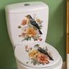 Retro Floral and Bird Toilet Paper for Bathroom Self-adhesive Morandi Floral and Bird Toilet Decoration Stickers