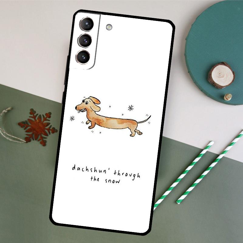 Cute Dachshund Dog Case For Samsung Galaxy S23 S22 S21 Ultra S20 FE S10 S9 Note 10 Plus Note 20 Ultra Cover